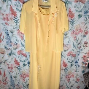 Vintage Elegant Yellow Dress with Jacket